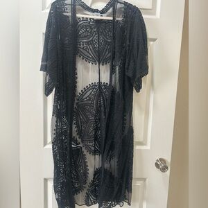 Black Lace Kimono Cardigan